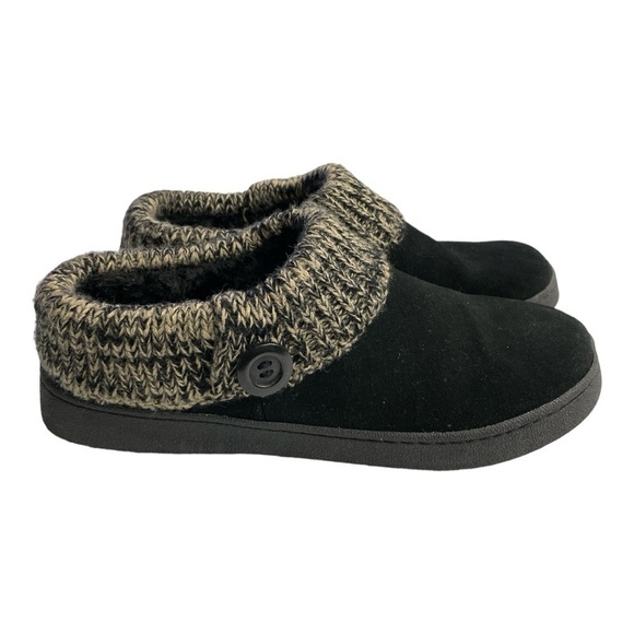 Clarks Black Leather Winter Shoes Women's 9M Knit Collar Slip On Round Toe - Picture 3 of 11